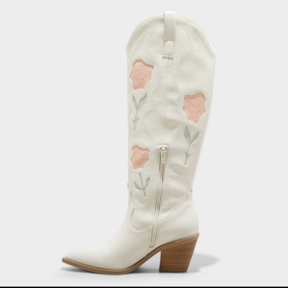 Women's Dixie Bone Floral Western Cowboy Boots W/ Memory Foam Insole - Picture 2 of 4